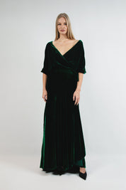 A Burning Fire Velvet Silk Robe Dark Green Product Amoralle
