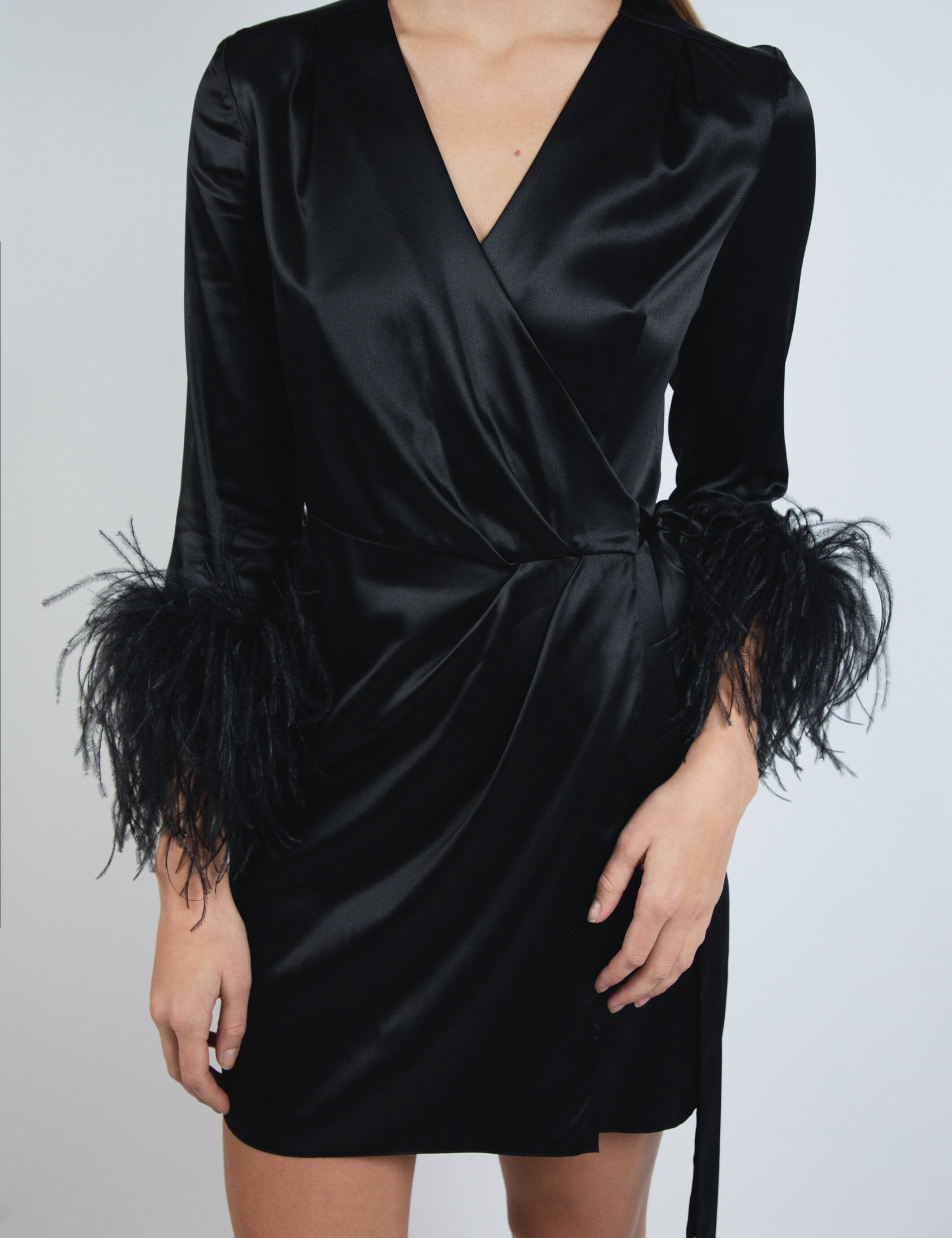 Black Stargazing Silk Kimono Robe Amoralle