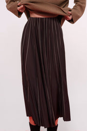 Brown Stitch Detail Midi Skirt Product Amoralle
