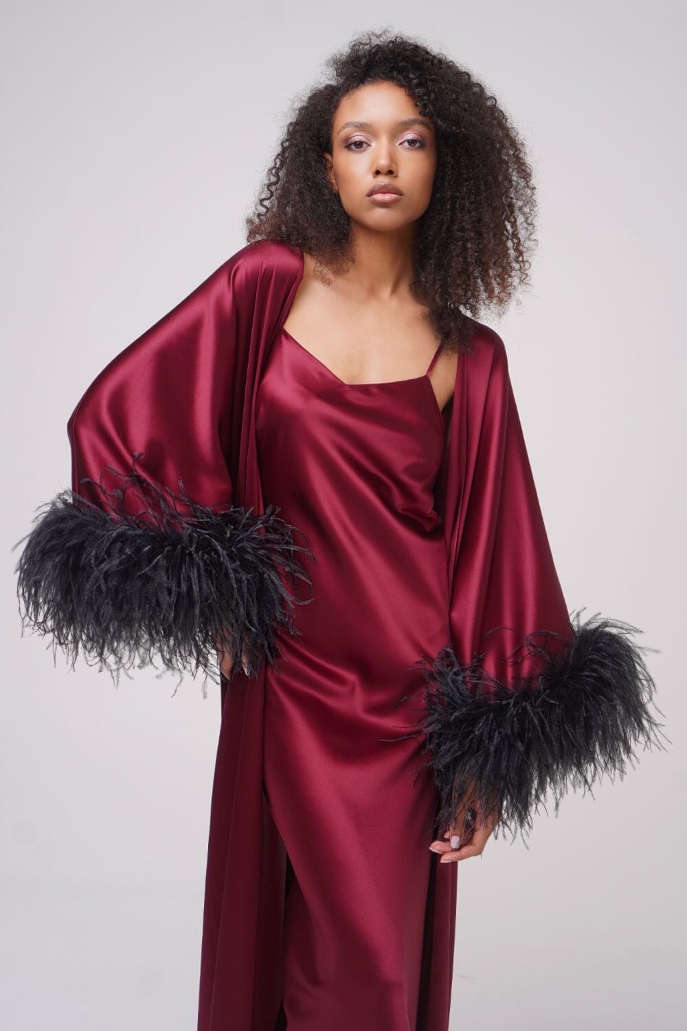 Burgundy Silk Thalassic Robe Amoralle