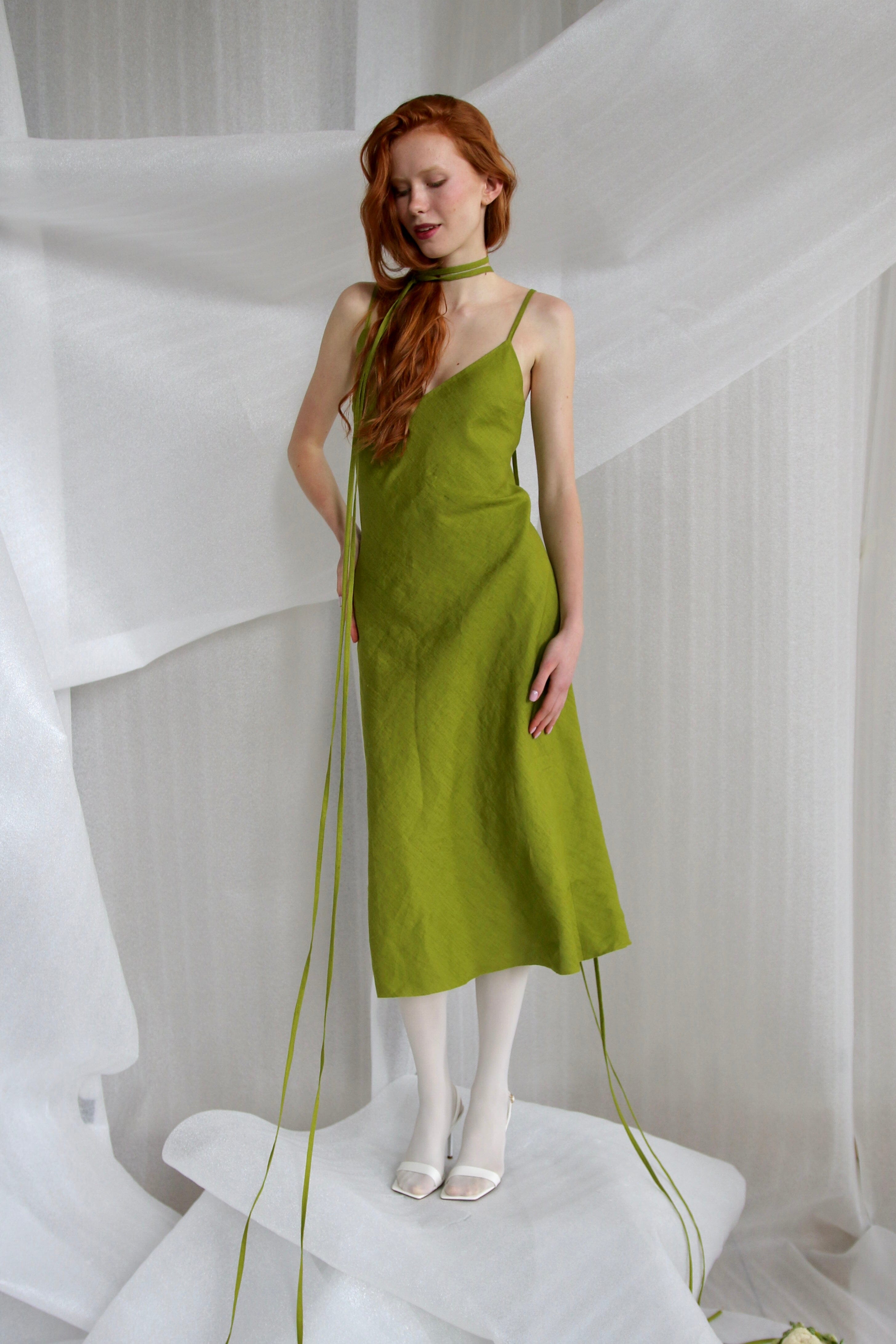  Citrine Linen Midi Slip Product Amoralle