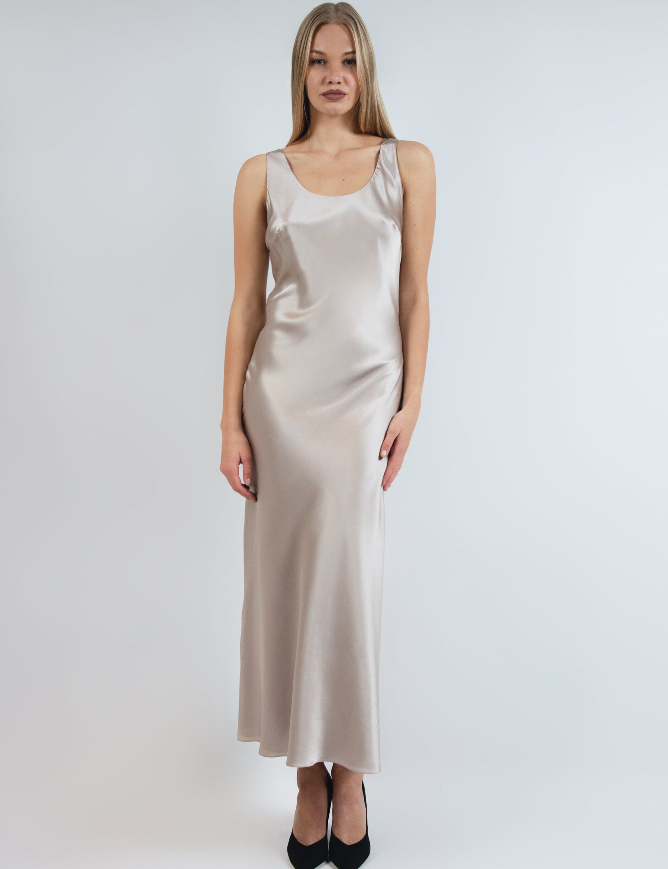 Cute Silk Double Dress Beige Product Amoralle