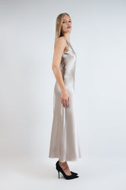 Cute Silk Double Dress Beige Product Amoralle