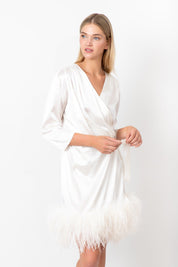 Feathered Kiss Robe Ivory Amoralle
