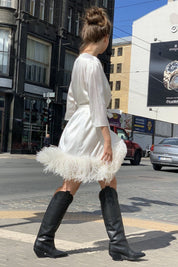 Feathered Kiss Robe Ivory Amoralle