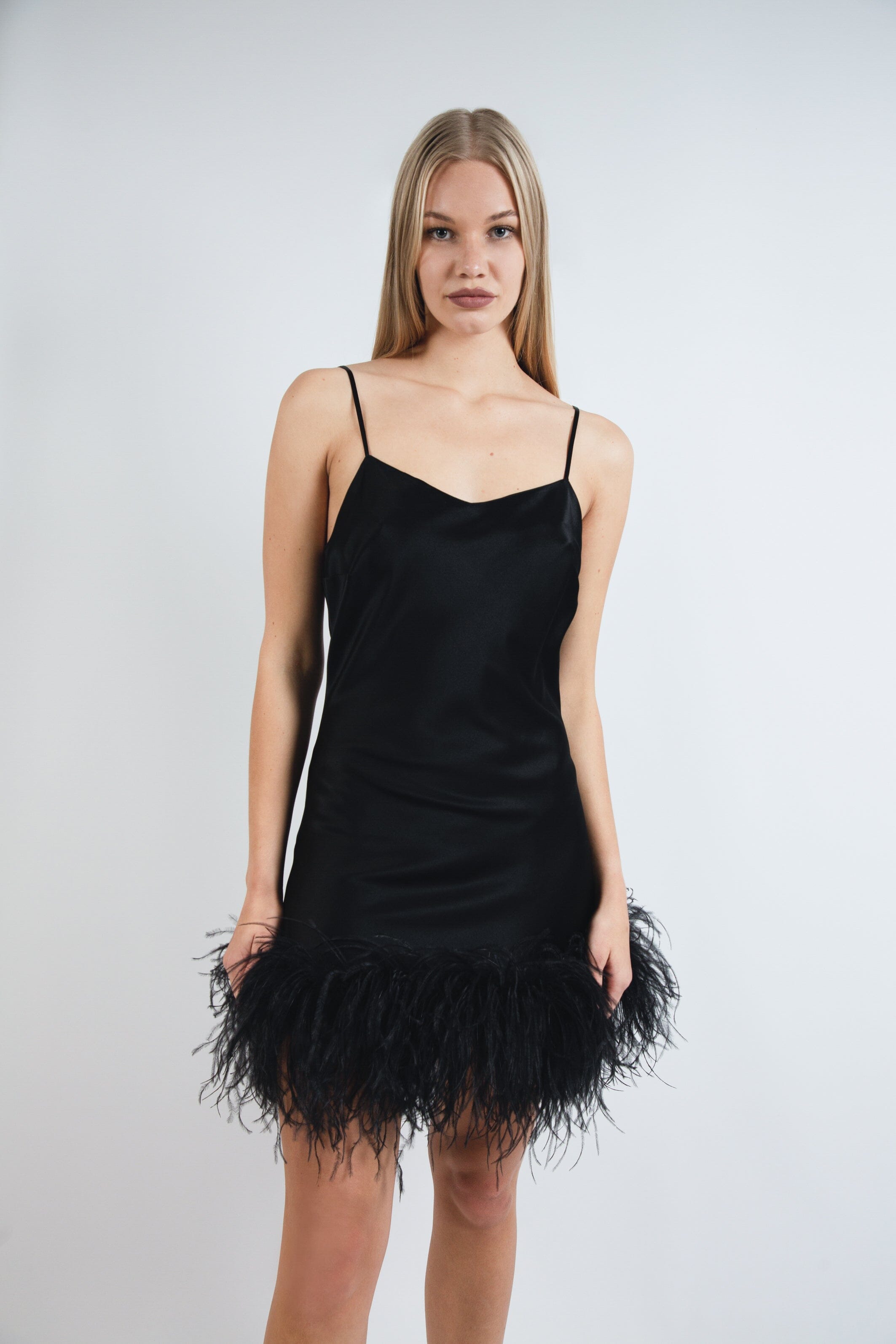 amoralle black dress Femme Fatale Silk Mini Slip