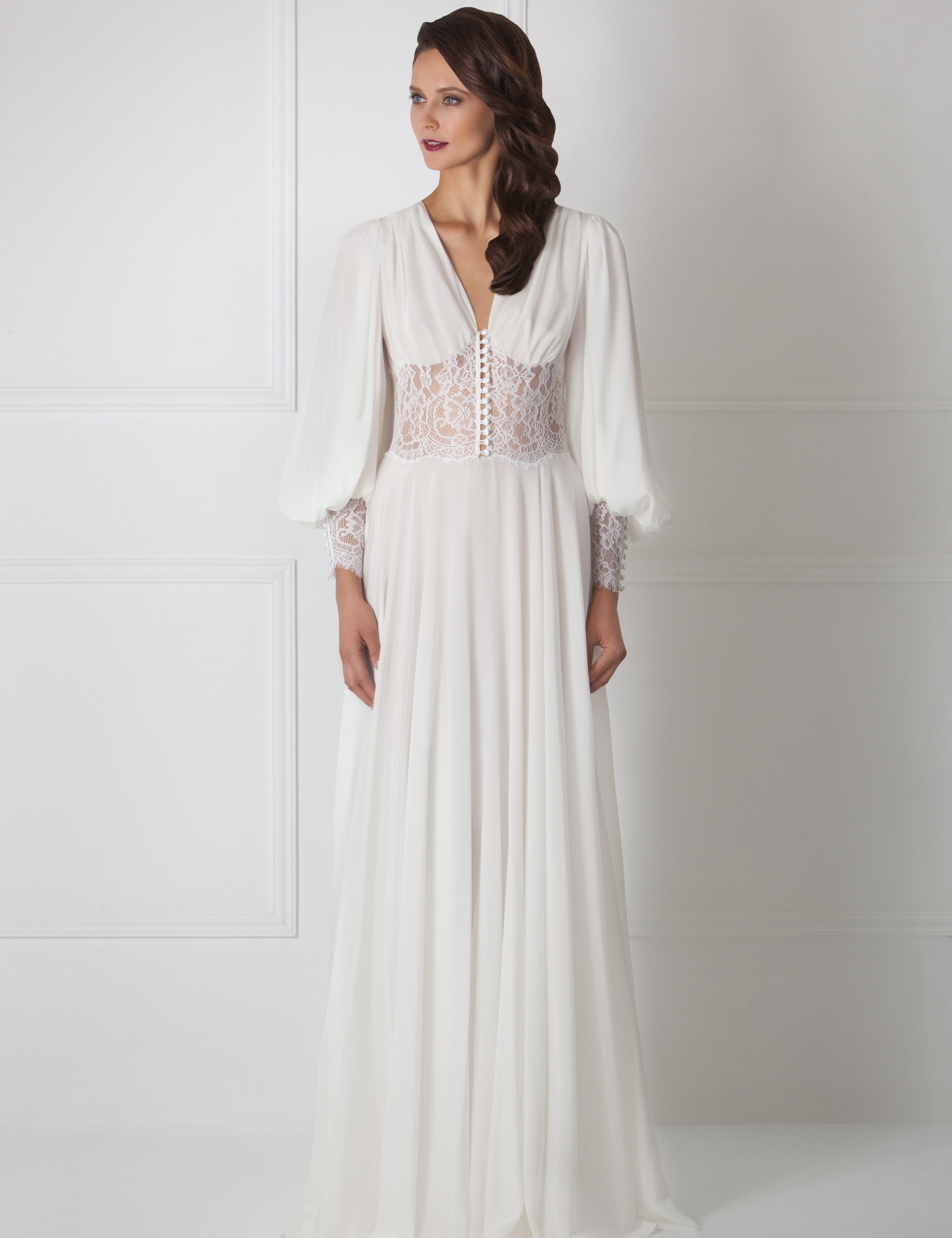 Gala Robe Silk Chiffon Lace Product Amoralle