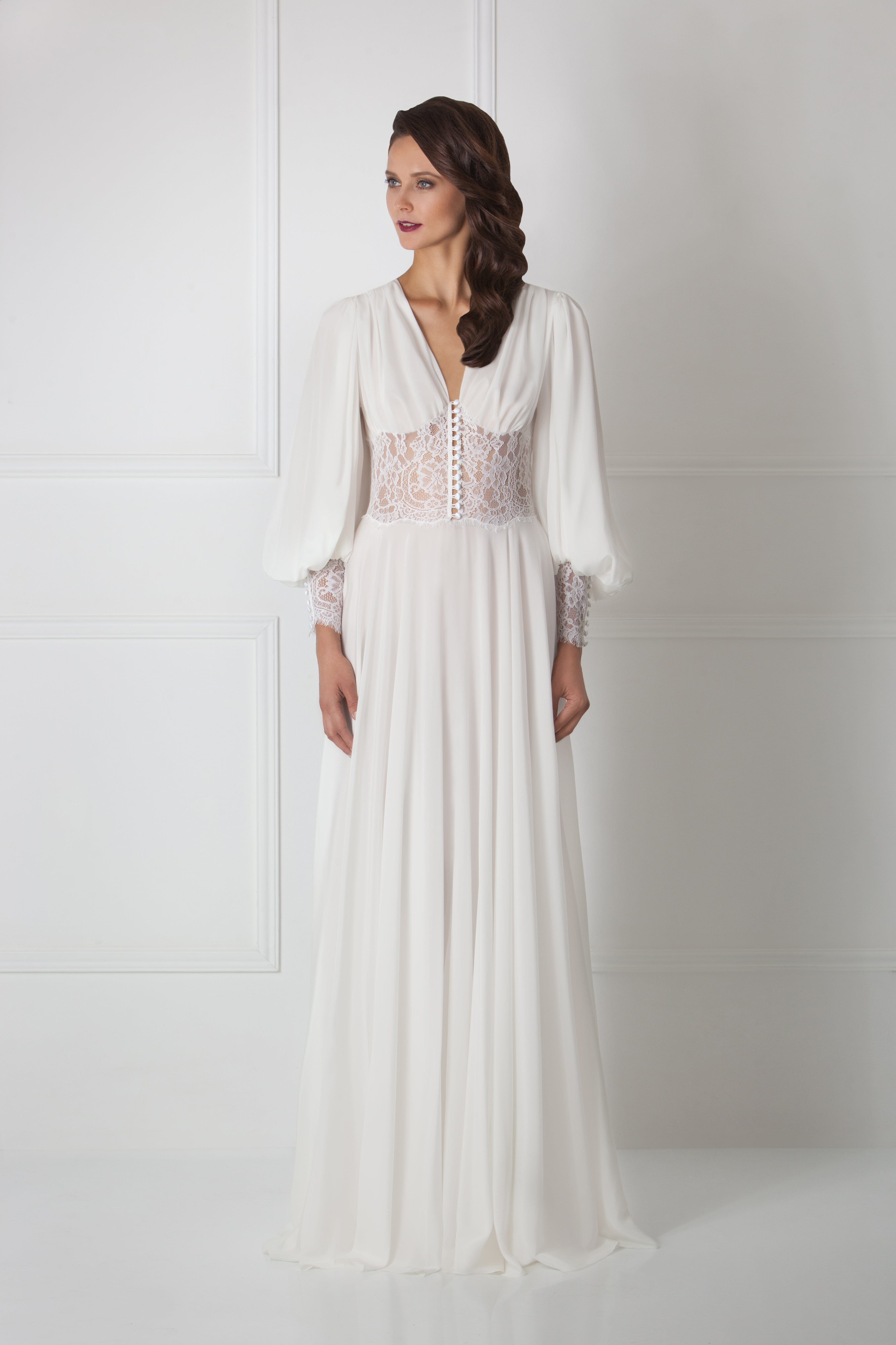 Gala Robe Silk Chiffon Lace Product Amoralle