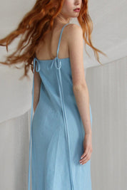 Light Blue Linen Maxi Slip Product Amoralle