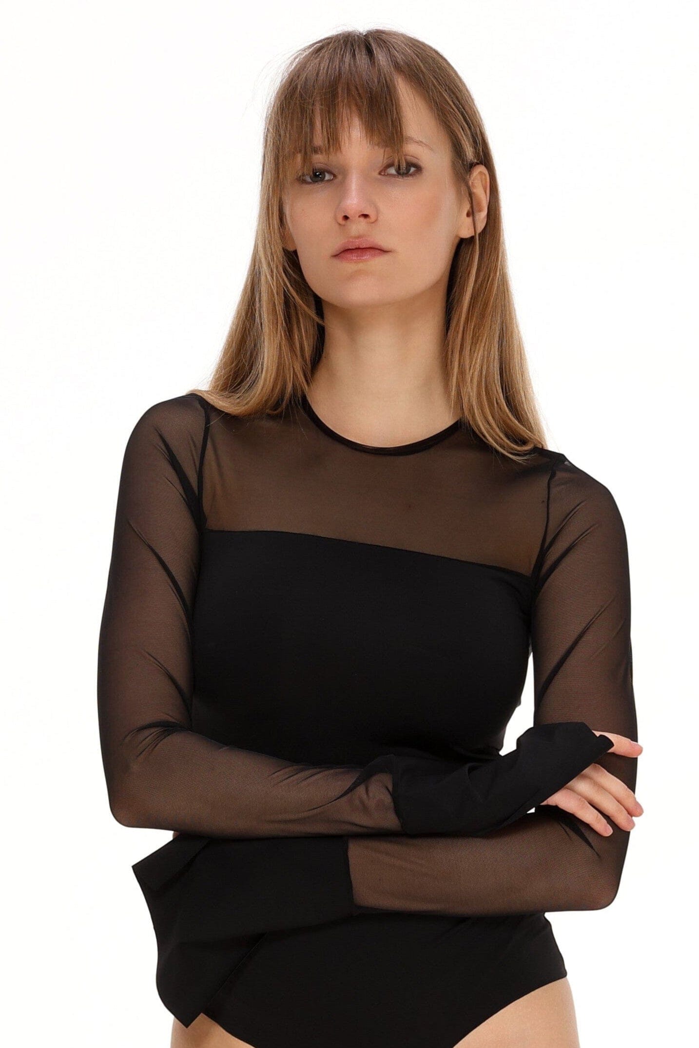 Mesh Sleeve Bodysuit Product Amoralle