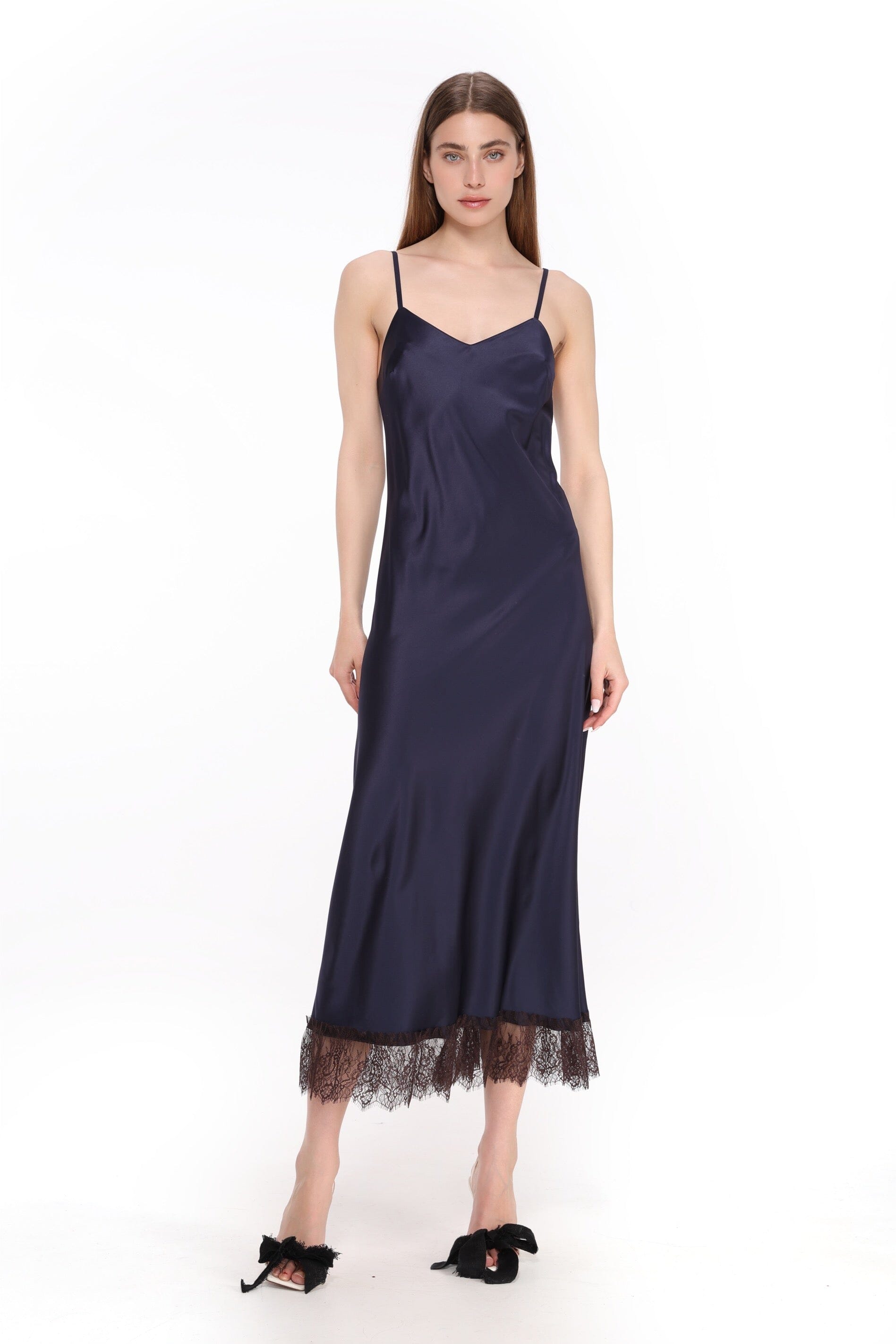 Midnight Veil Midi Slip Dress Product Amoralle
