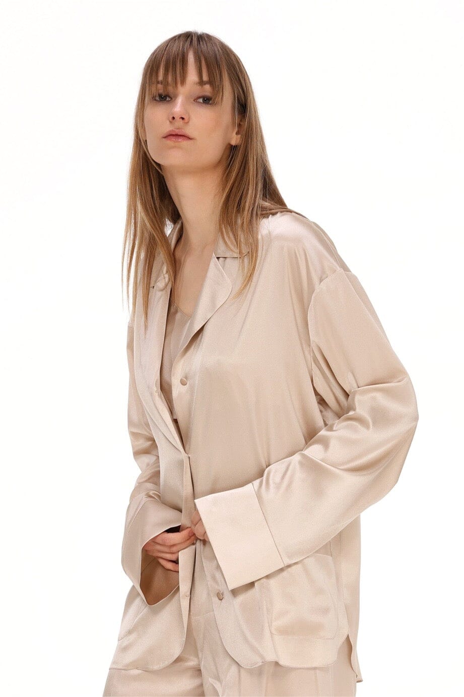 Silk Shirt in Light Beige Product Amoralle