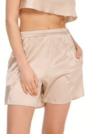 Silk Shorts in Light Beige Product Amoralle