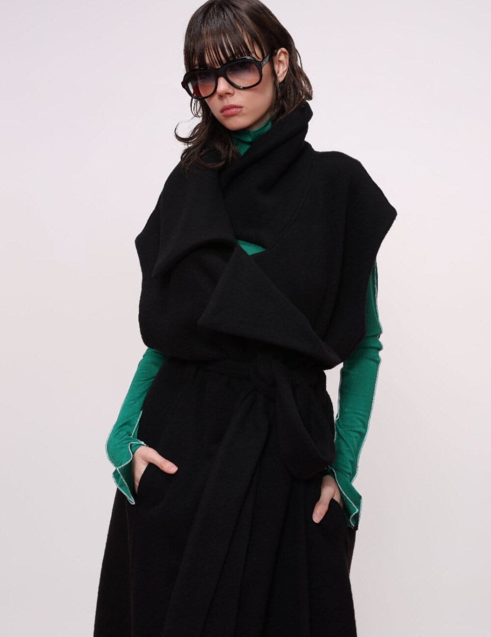 Sleeveless Belted Wool Coat Product Amoralle