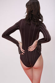 Stitch Detail Long Sleeve Bodysuit Product Amoralle