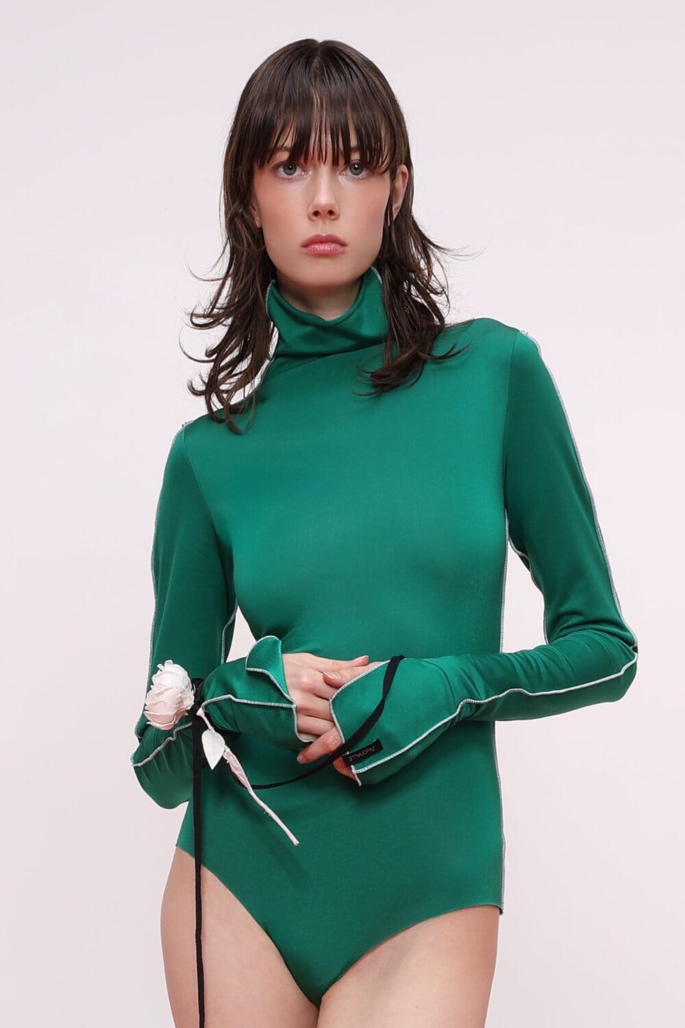 Stitch Sleeve Detail Turtleneck Bodysuit Product Amoralle
