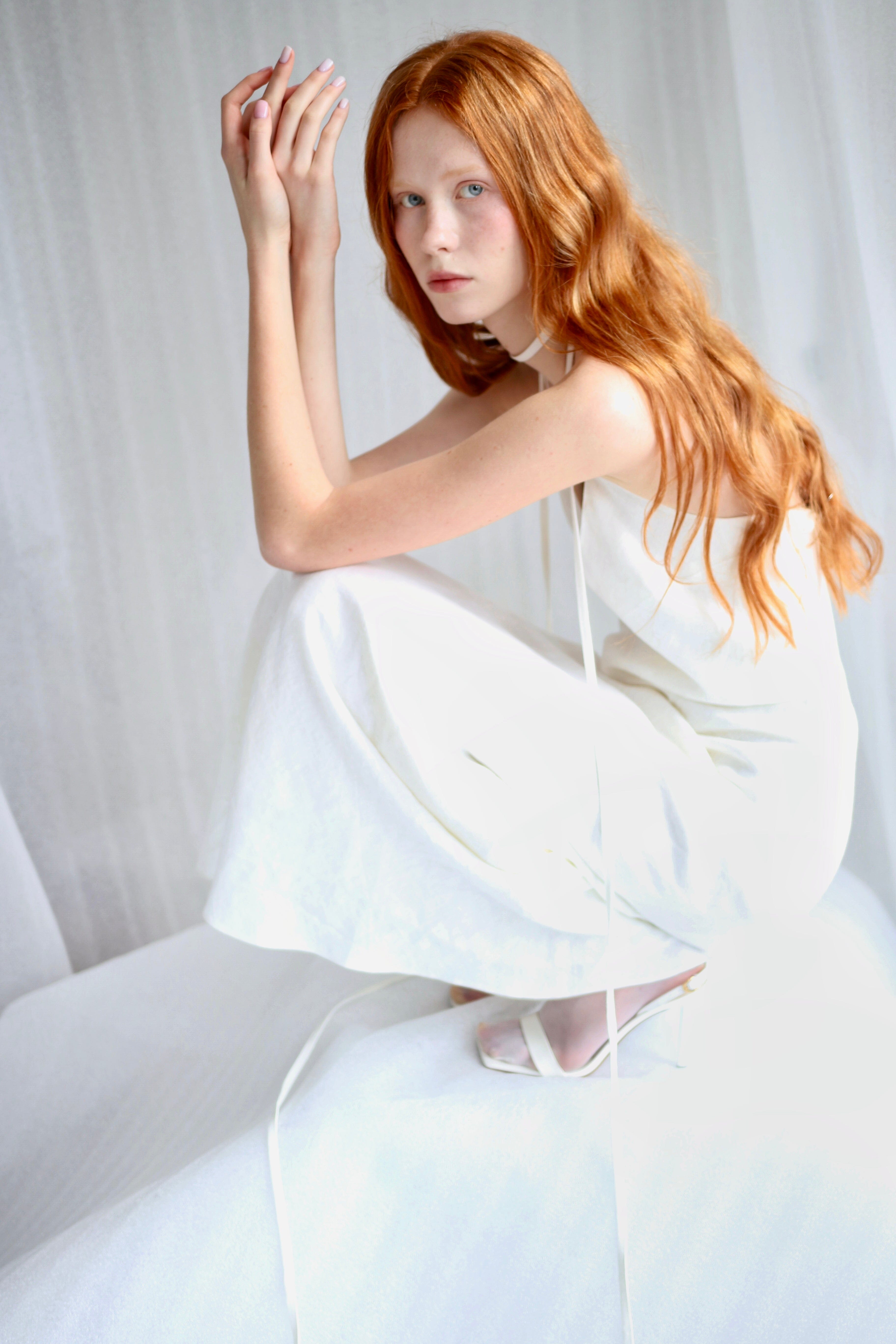 White Linen Maxi Slip Product Amoralle
