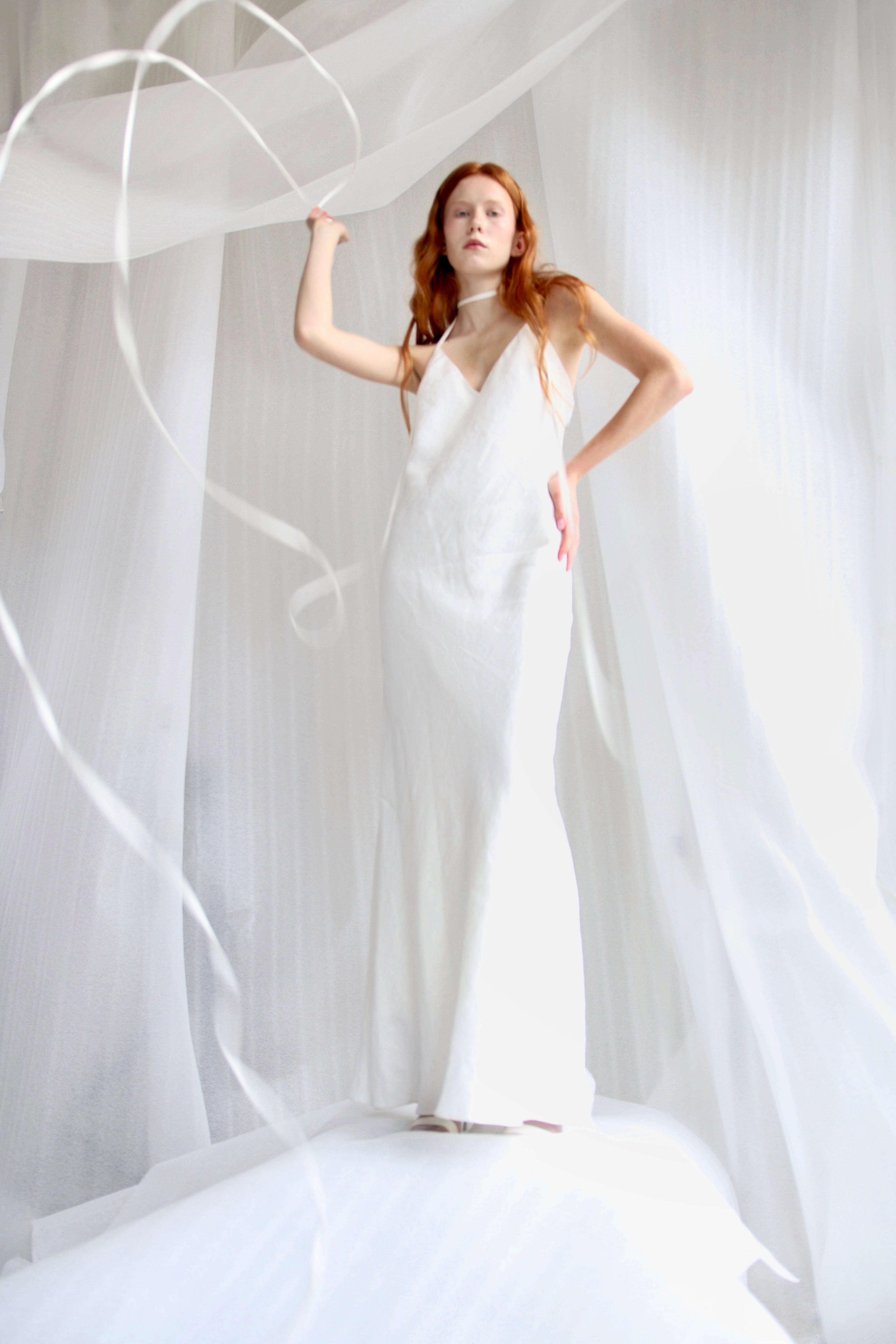 White Linen Maxi Slip Product Amoralle