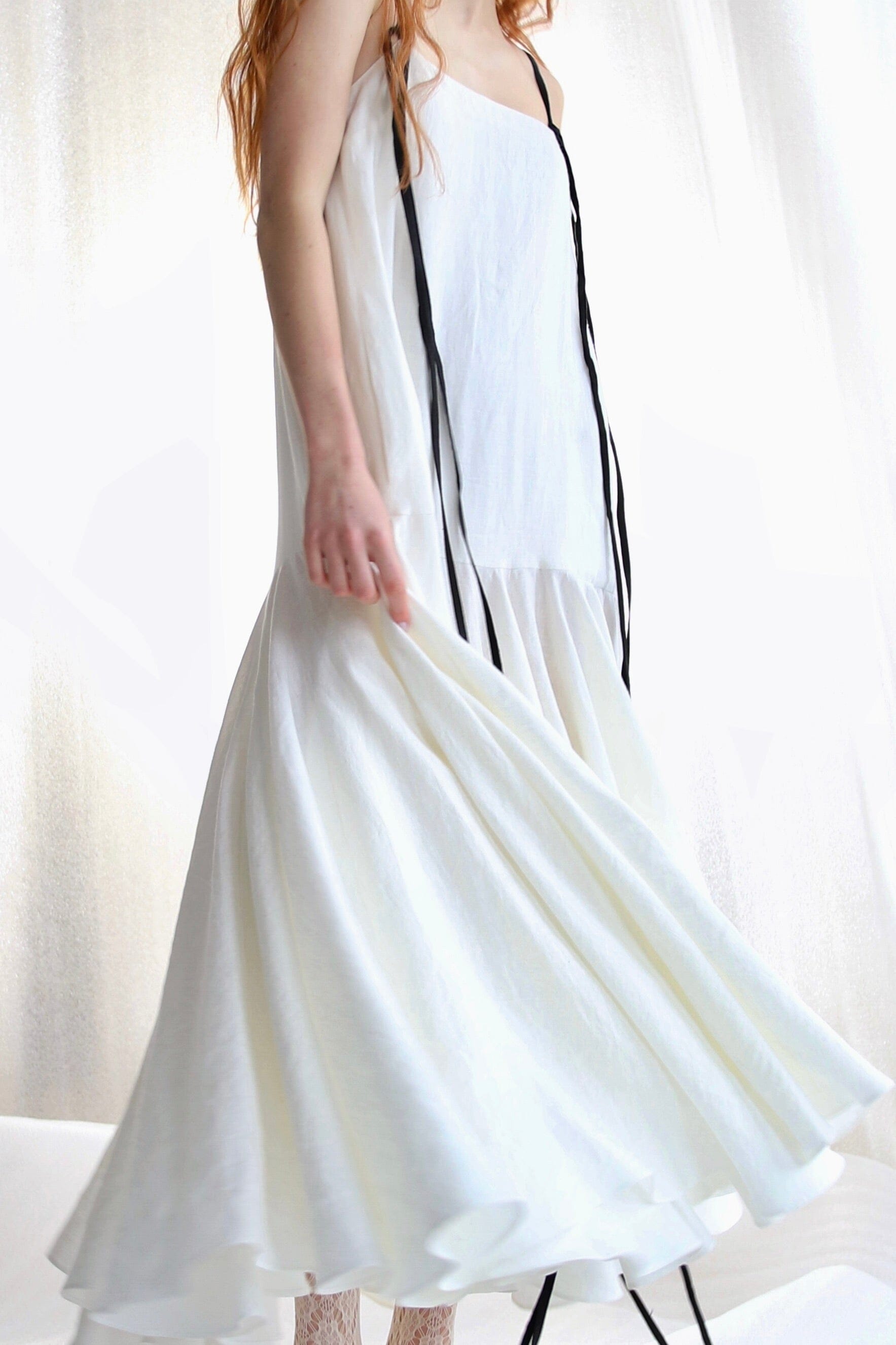  White Linen Romance Dress Product Amoralle