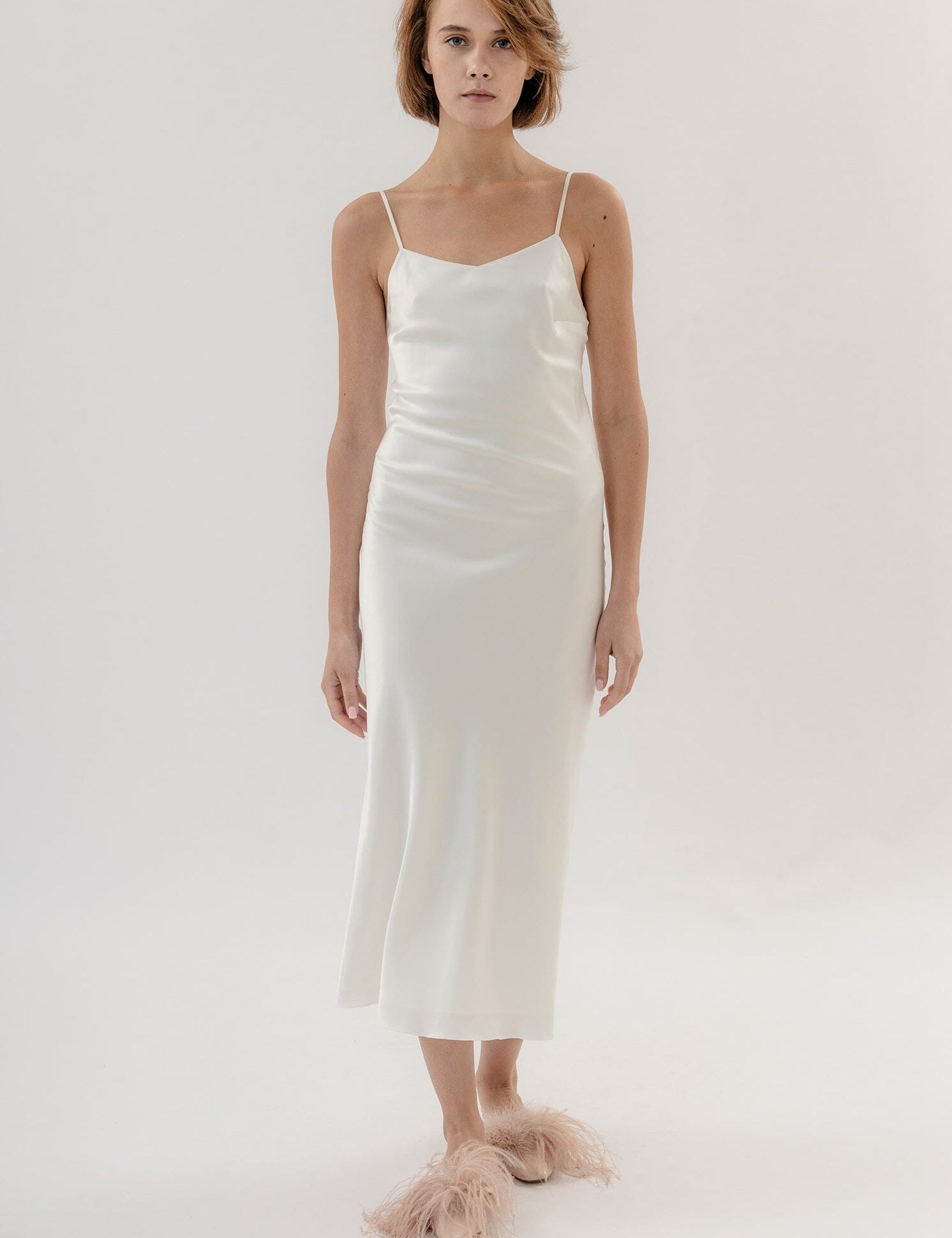 Admirable Double Silk Slip Ivory Product Amoralle
