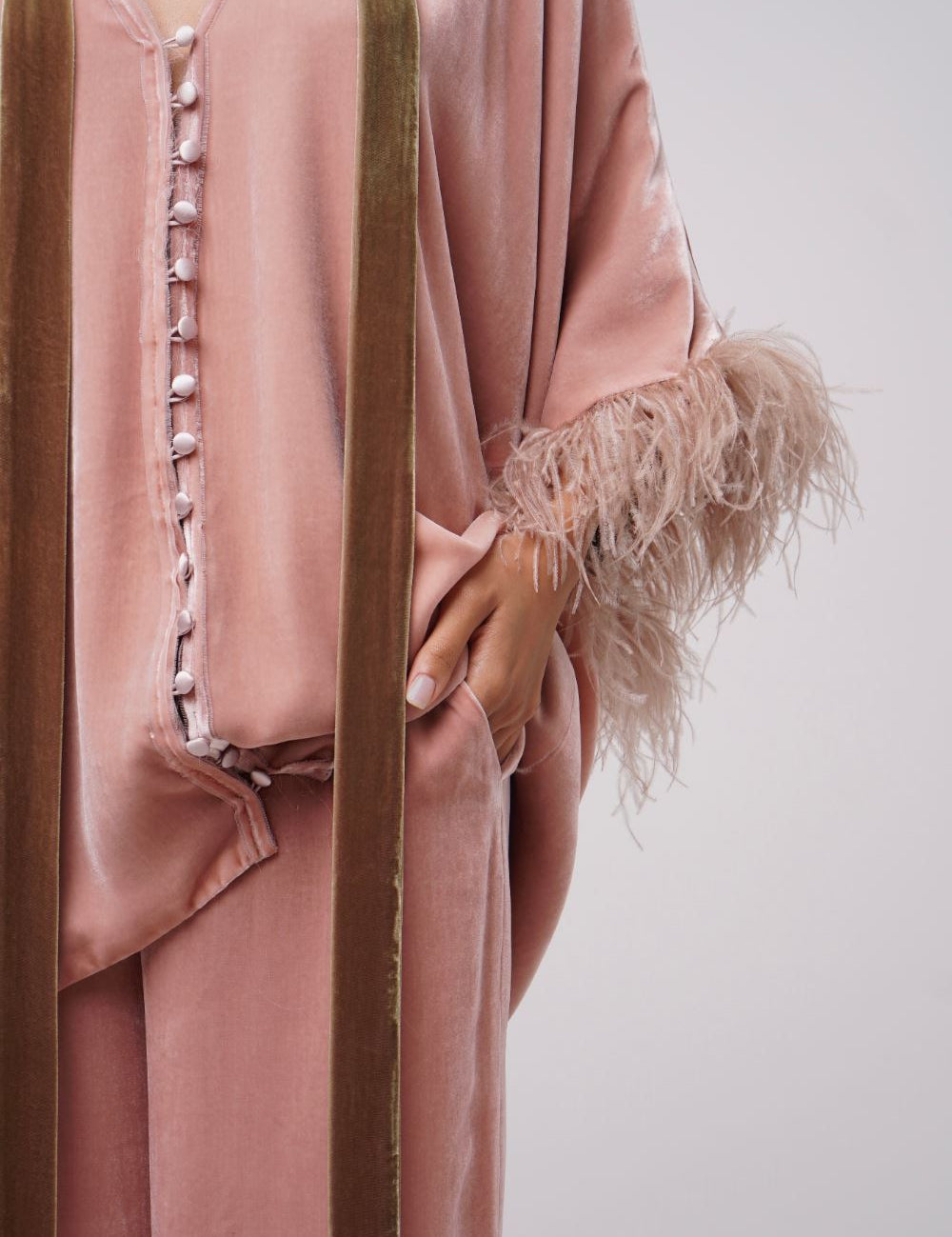 Earth Angel Silk Velvet Pajama Set Light Pink Product SIA Glamoralle