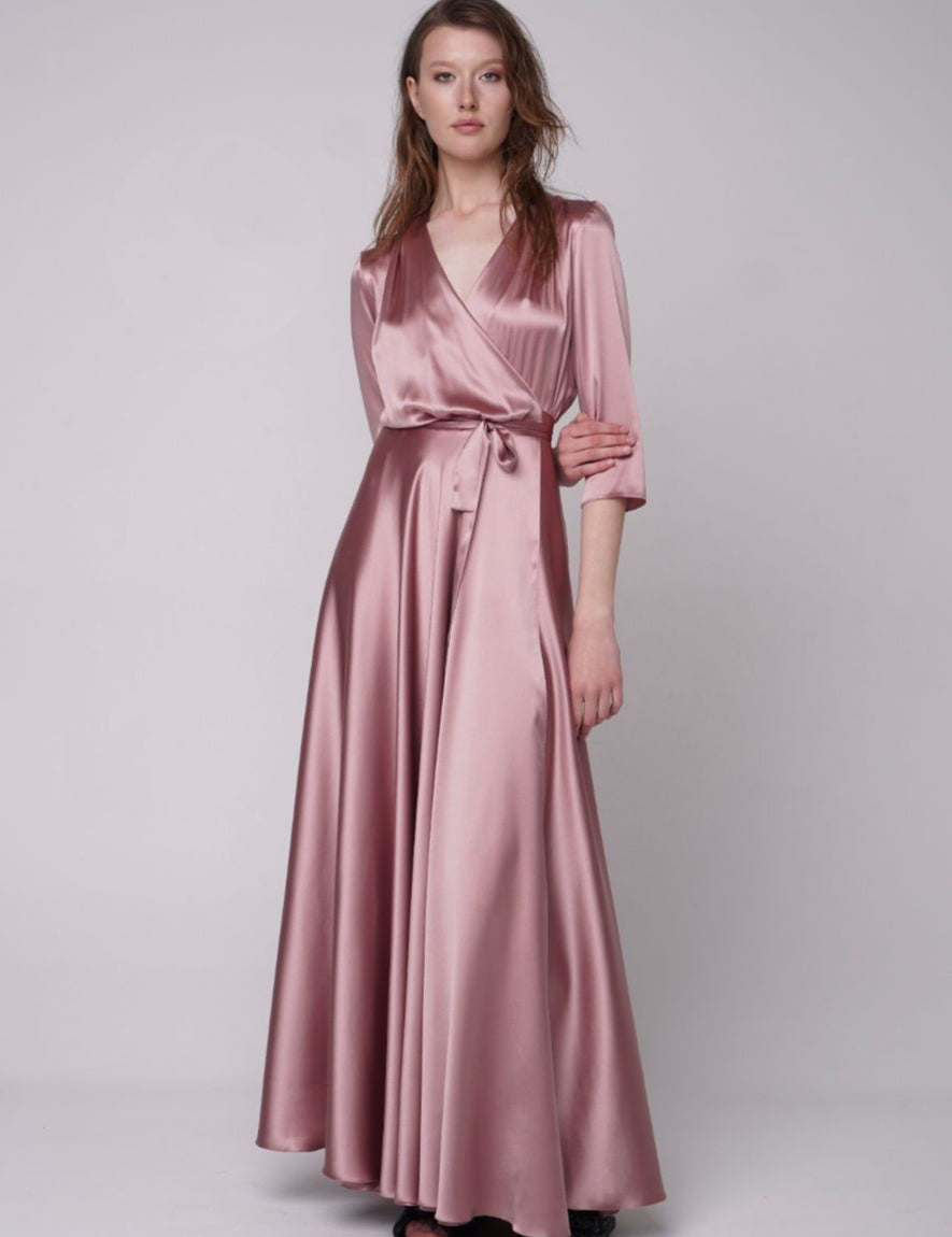 Kiss Of A Cloud Silk Midi Dress Blush Product SIA Glamoralle
