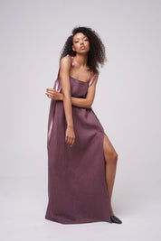Light Romance Linen Dress Plum Product SIA Glamoralle