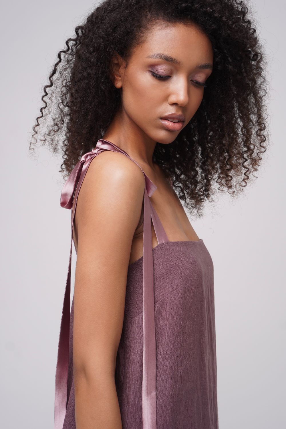 Light Romance Linen Dress Plum Product SIA Glamoralle