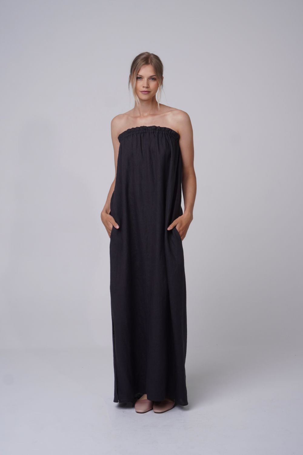 Look At Me Linen Dress Antracite Product SIA Glamoralle
