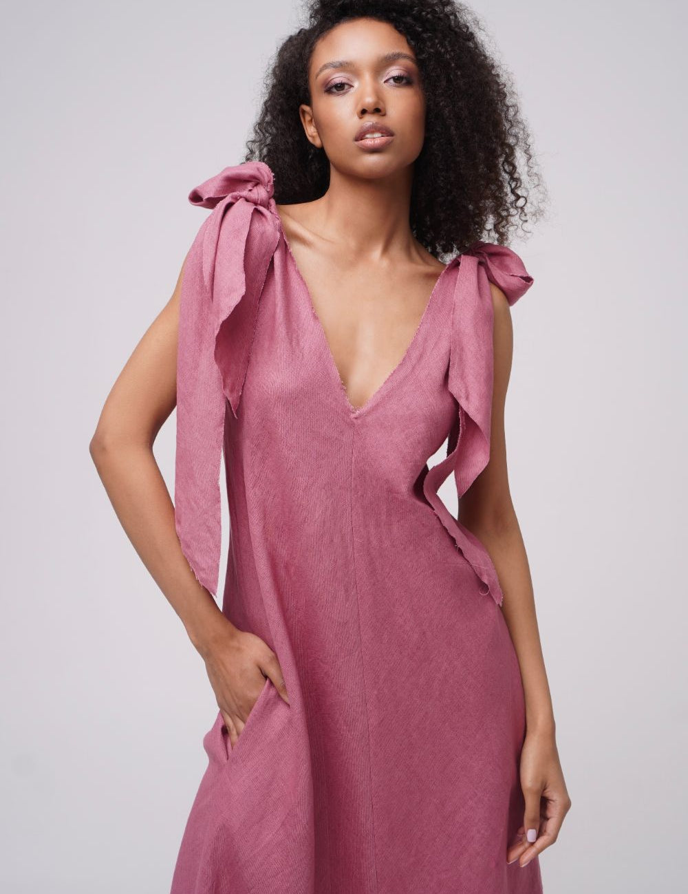 Miracle Summer Linen Dress Dark Rose Product SIA Glamoralle