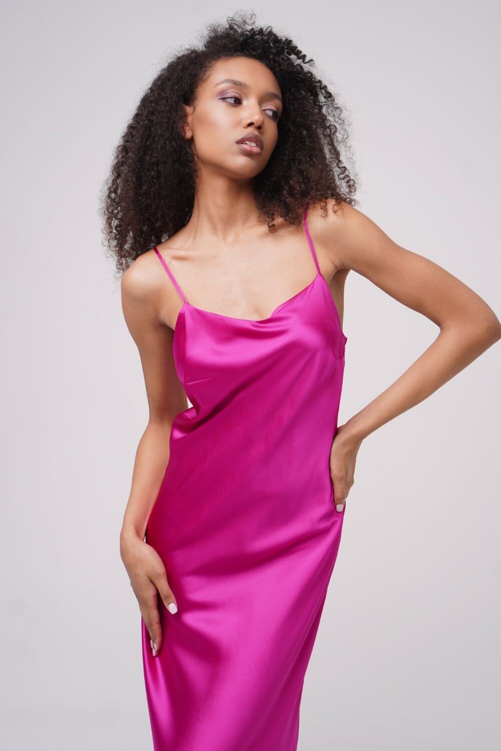 Silk Light Elysian Midi Slip Fuchsia Product SIA Glamoralle