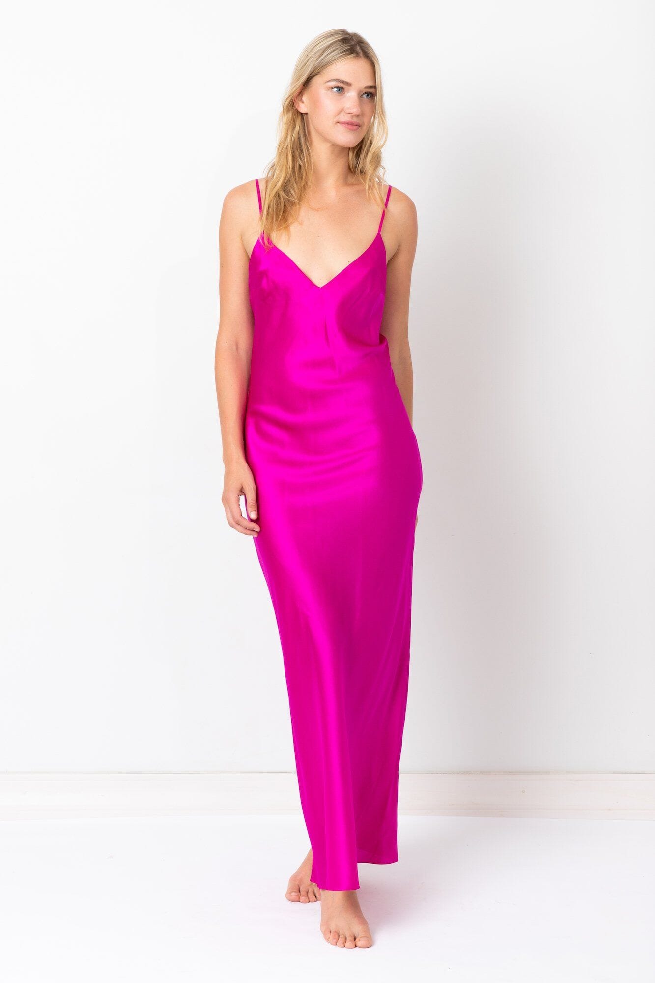 Sweet Music Silk Slip Fuchsia Product Amoralle