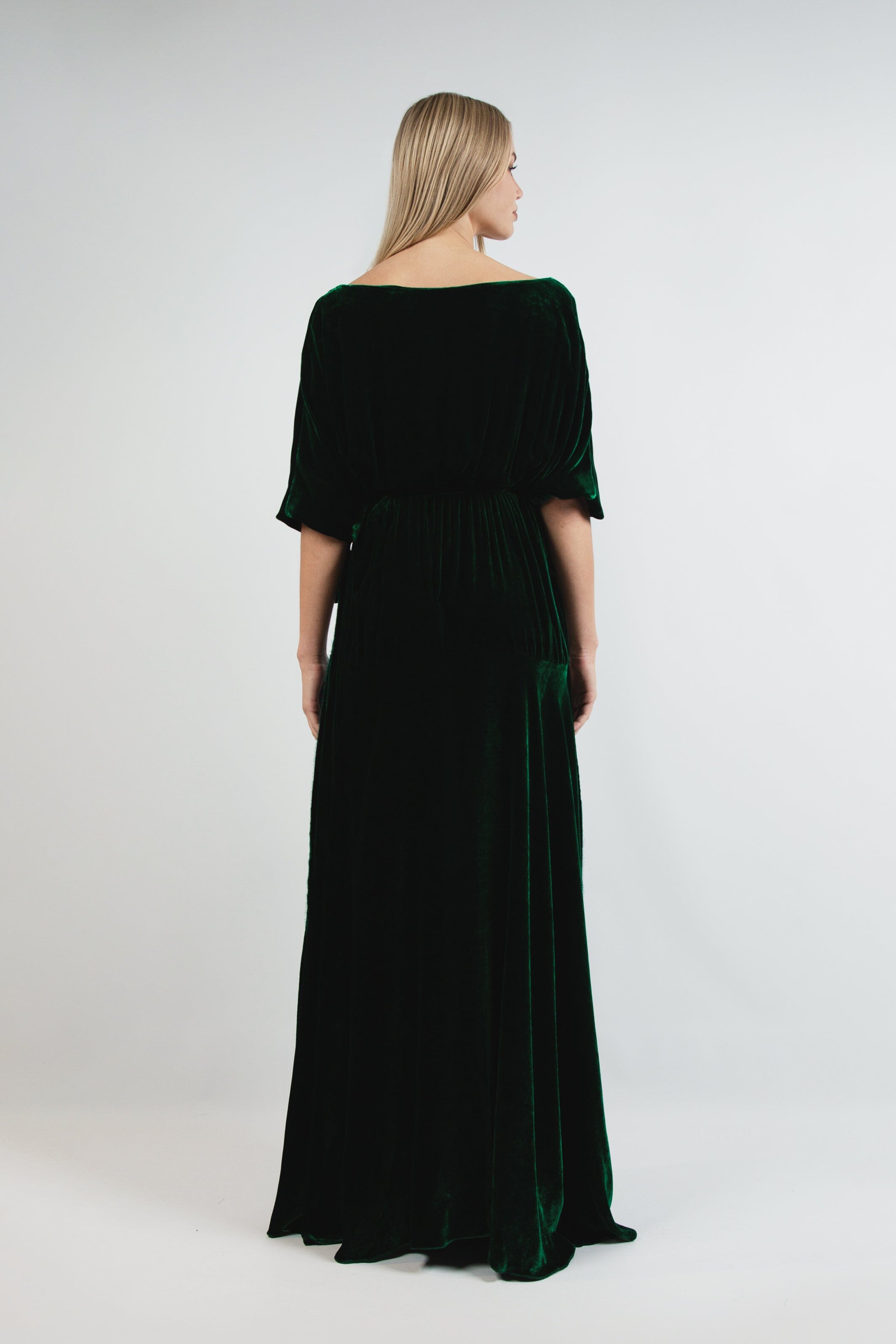  A Burning Fire Velvet Silk Robe Dark Green Product Amoralle