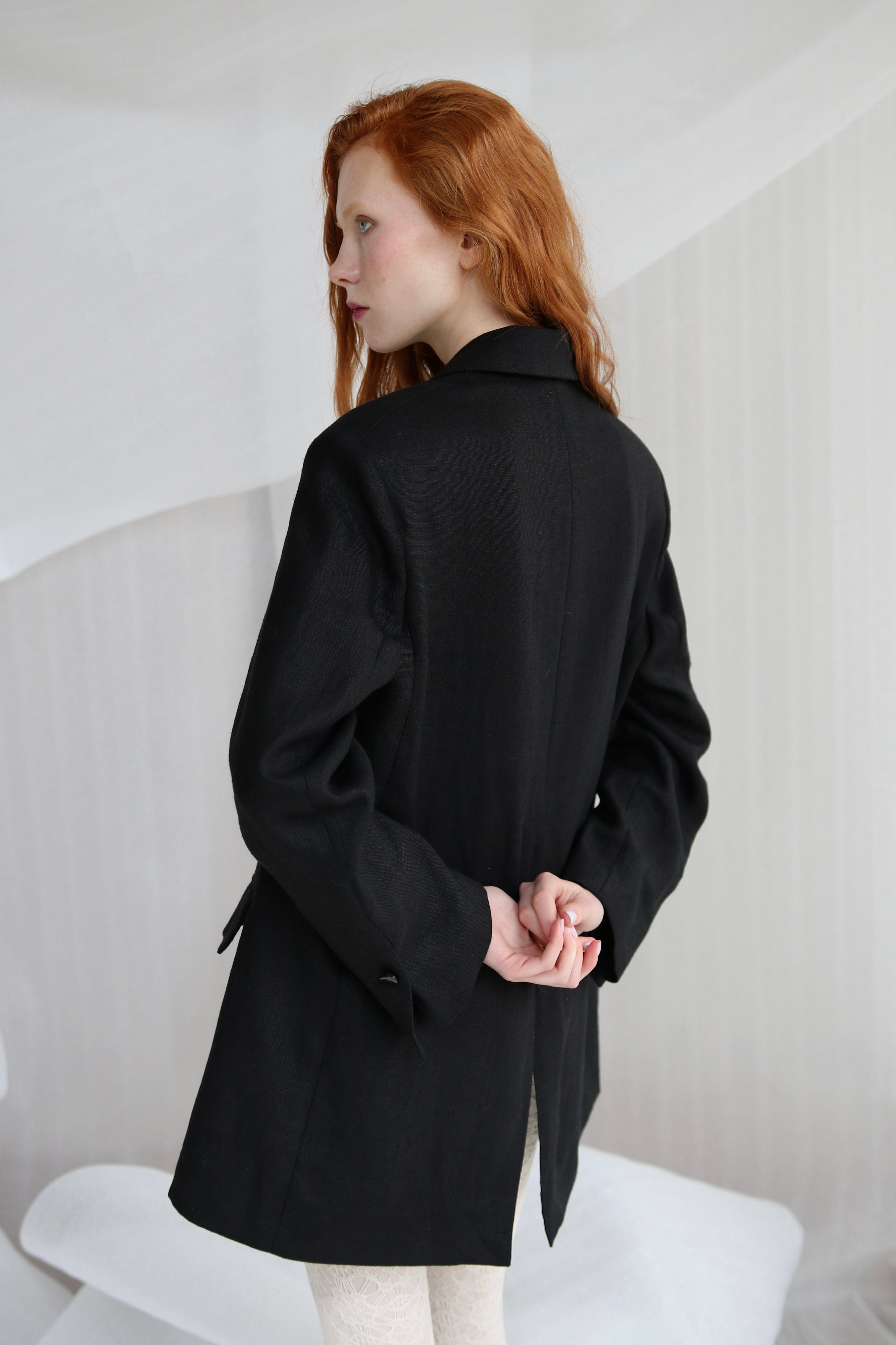  Black Linen Jacket Product Amoralle