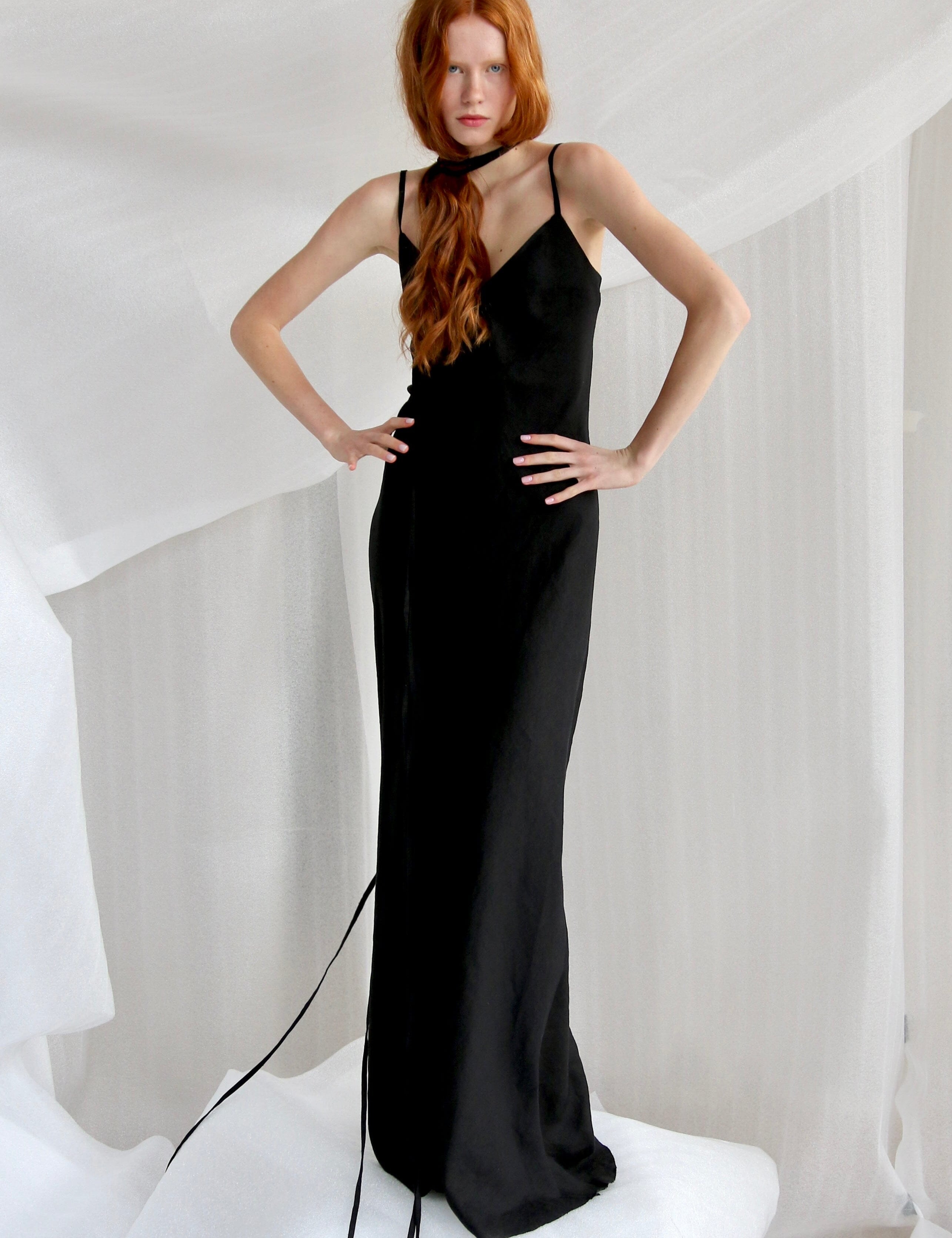  Black Linen Maxi Slip Product Amoralle