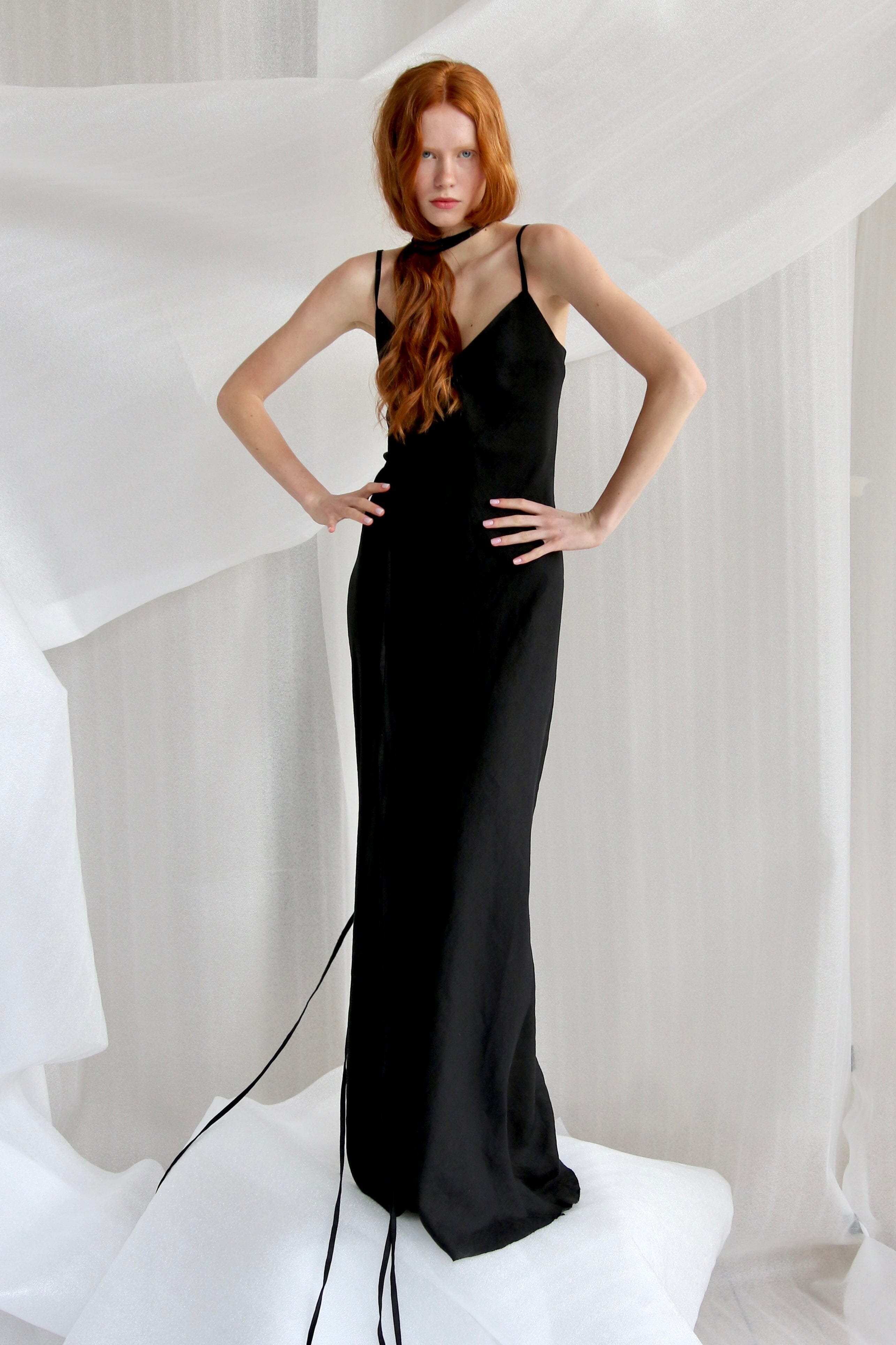  Black Linen Maxi Slip Product Amoralle