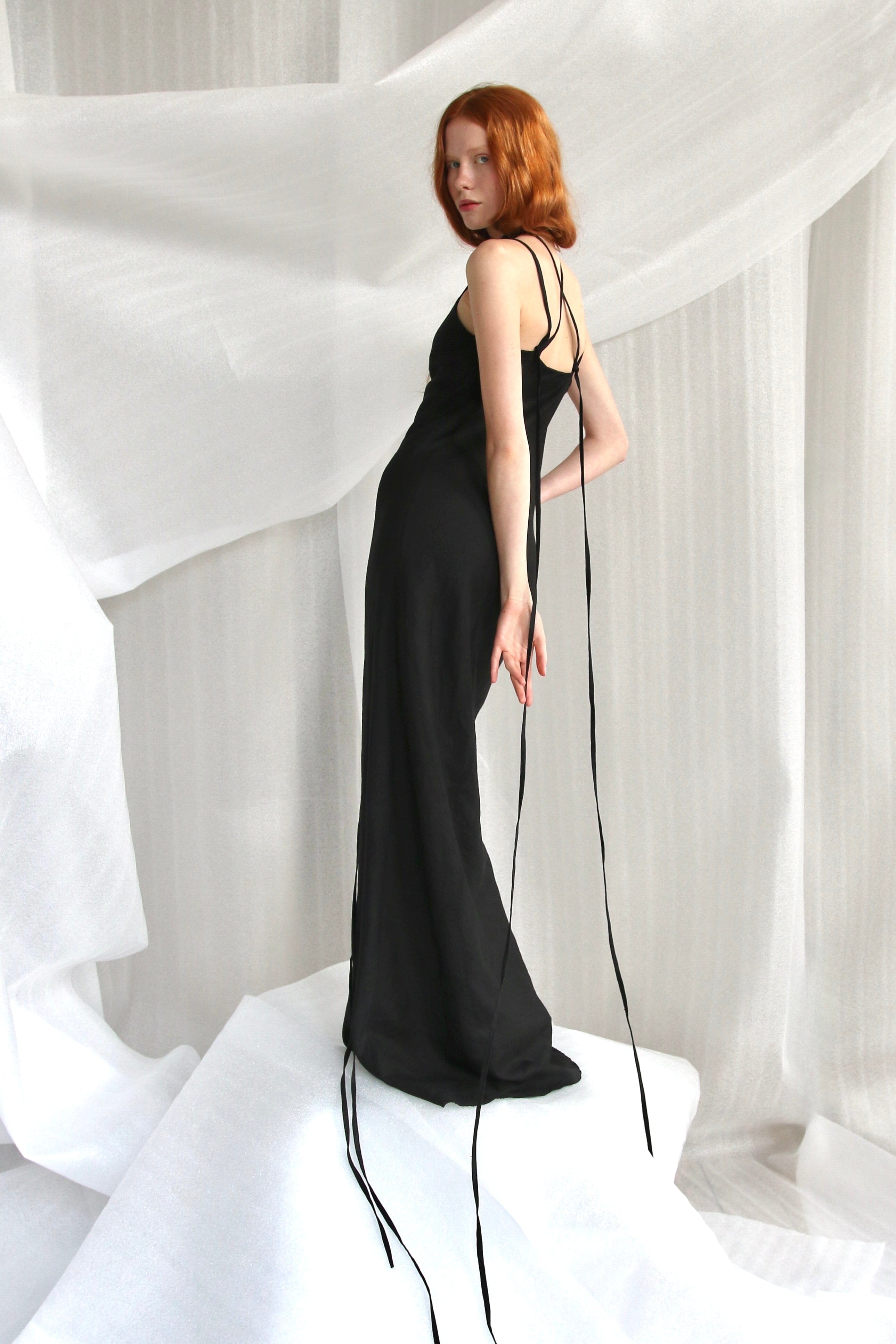  Black Linen Maxi Slip Product Amoralle