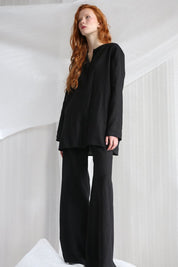  Black Linen Set With Silk Buttons-Jacket And Trousers Product Amoralle
