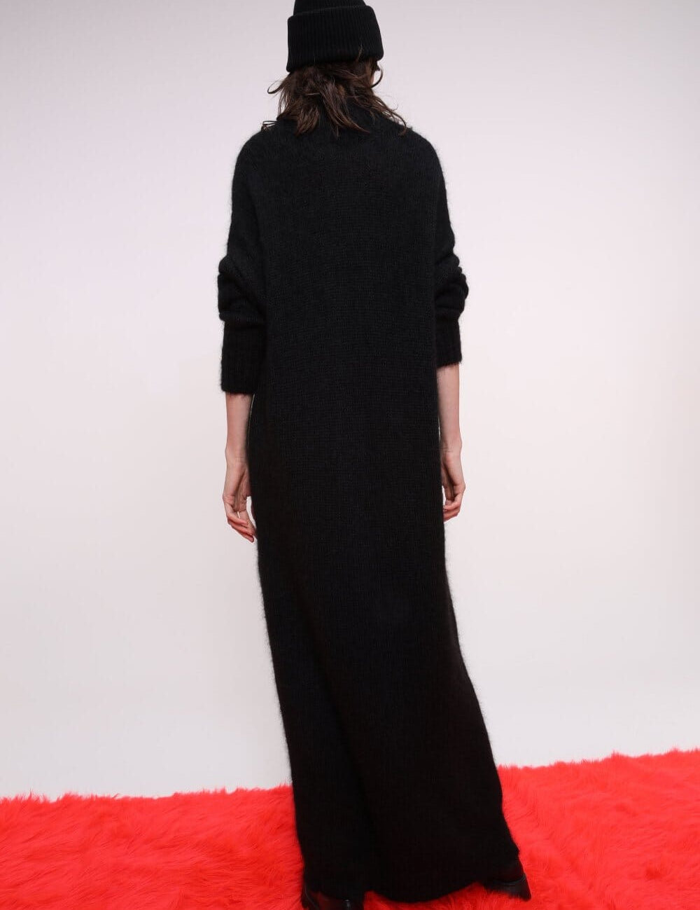  Black Mohair Knit Turtleneck Maxi Dress Product Amoralle