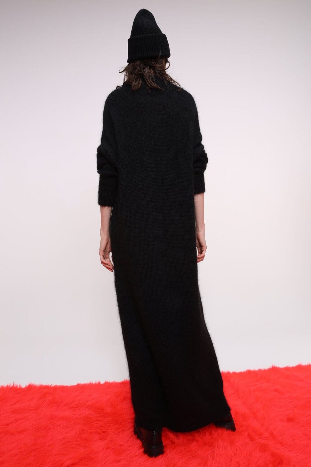  Black Mohair Knit Turtleneck Maxi Dress Product Amoralle