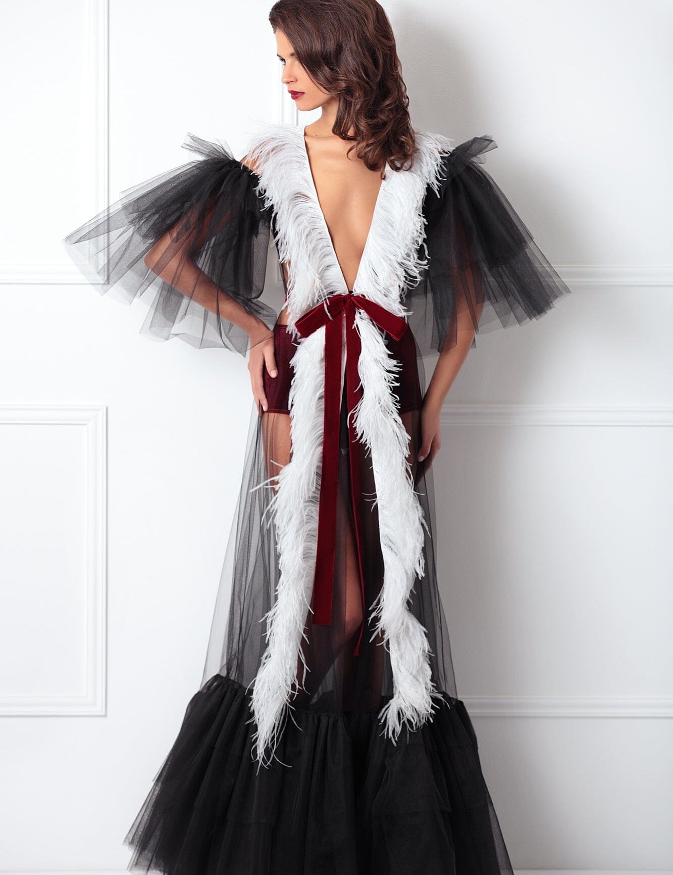  Black Royal Feather Robe Product Amoralle