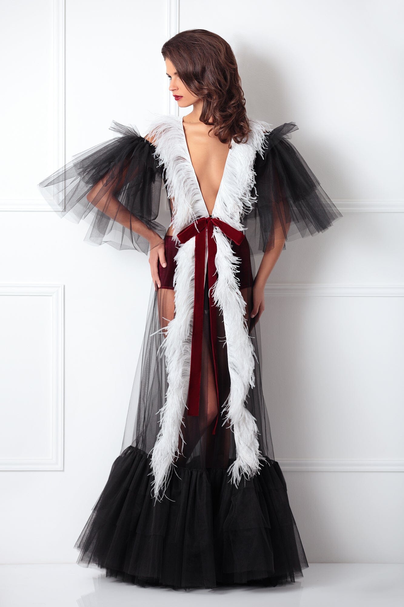  Black Royal Feather Robe Product Amoralle