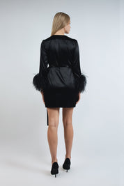  Black Stargazing Silk Kimono Robe Amoralle