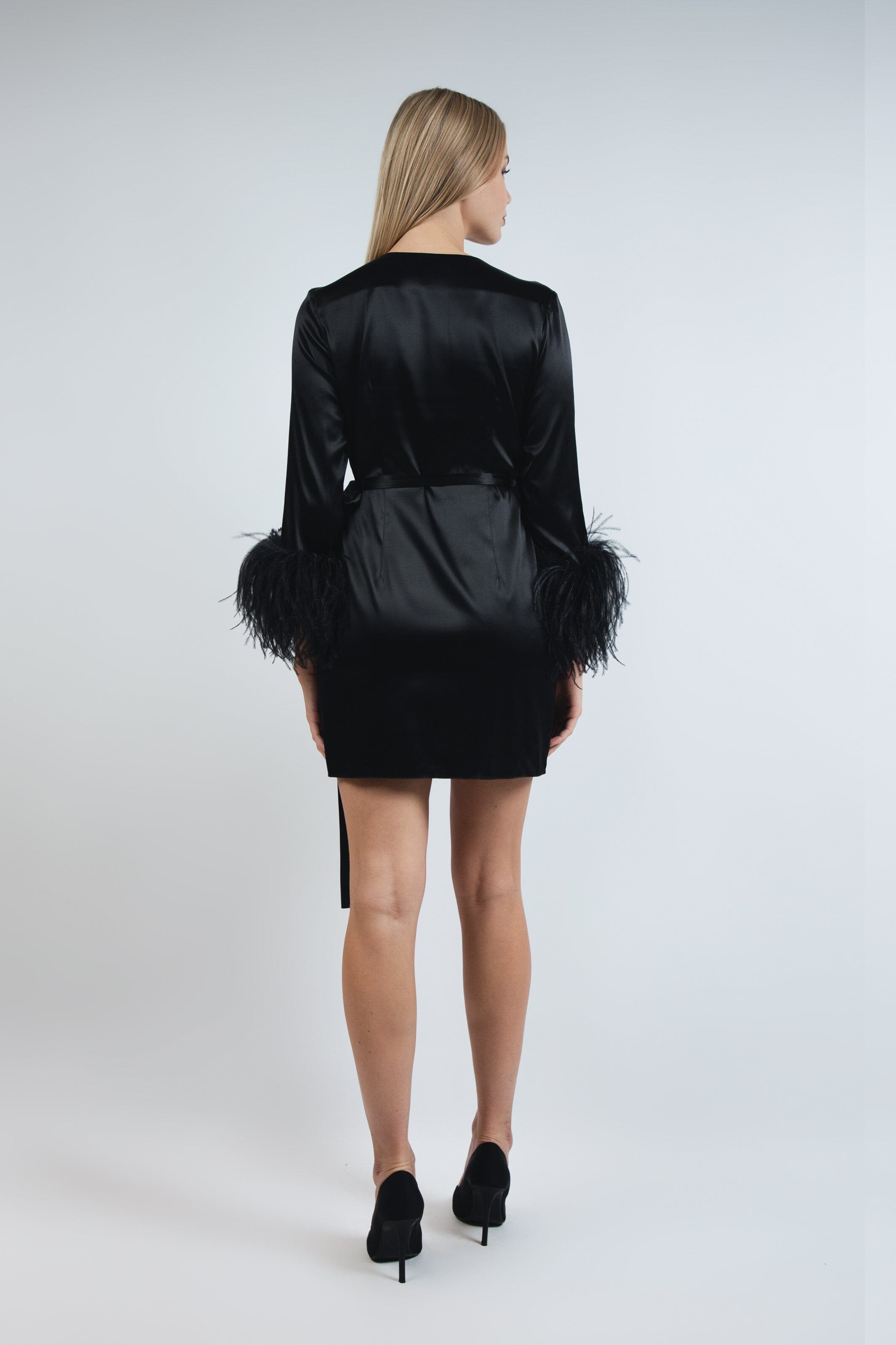  Black Stargazing Silk Kimono Robe Amoralle