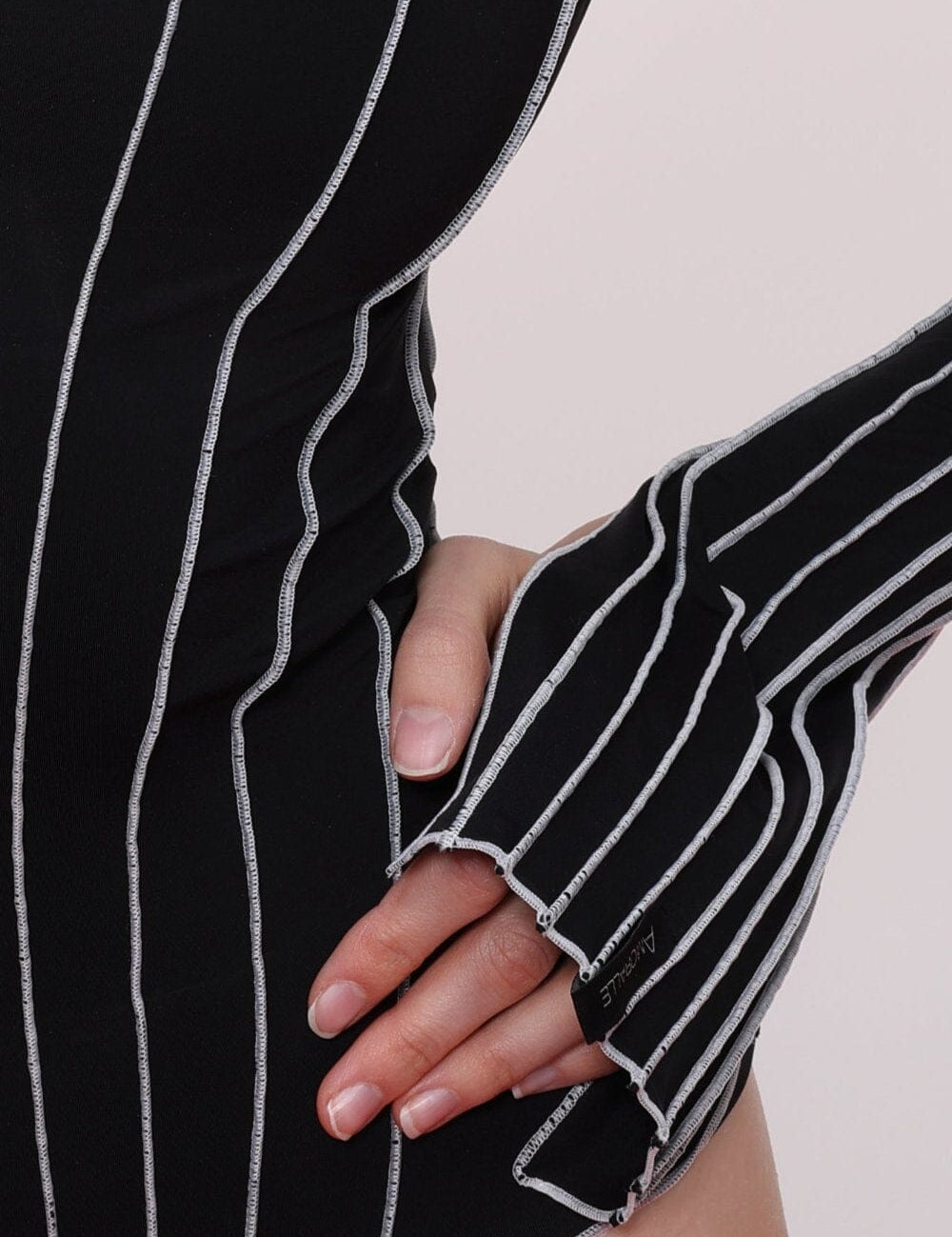  Black Stitch Detail Long Sleeve Bodysuit Product Amoralle