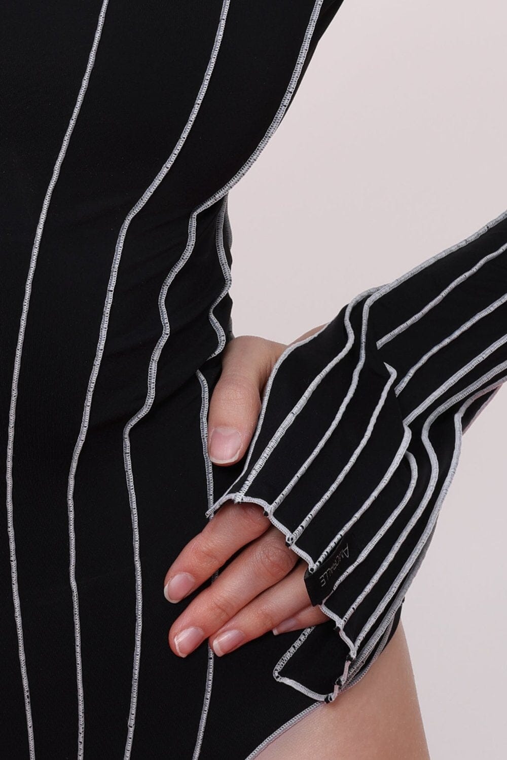  Black Stitch Detail Long Sleeve Bodysuit Product Amoralle