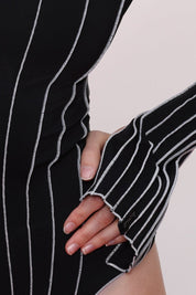  Black Stitch Detail Long Sleeve Bodysuit Product Amoralle