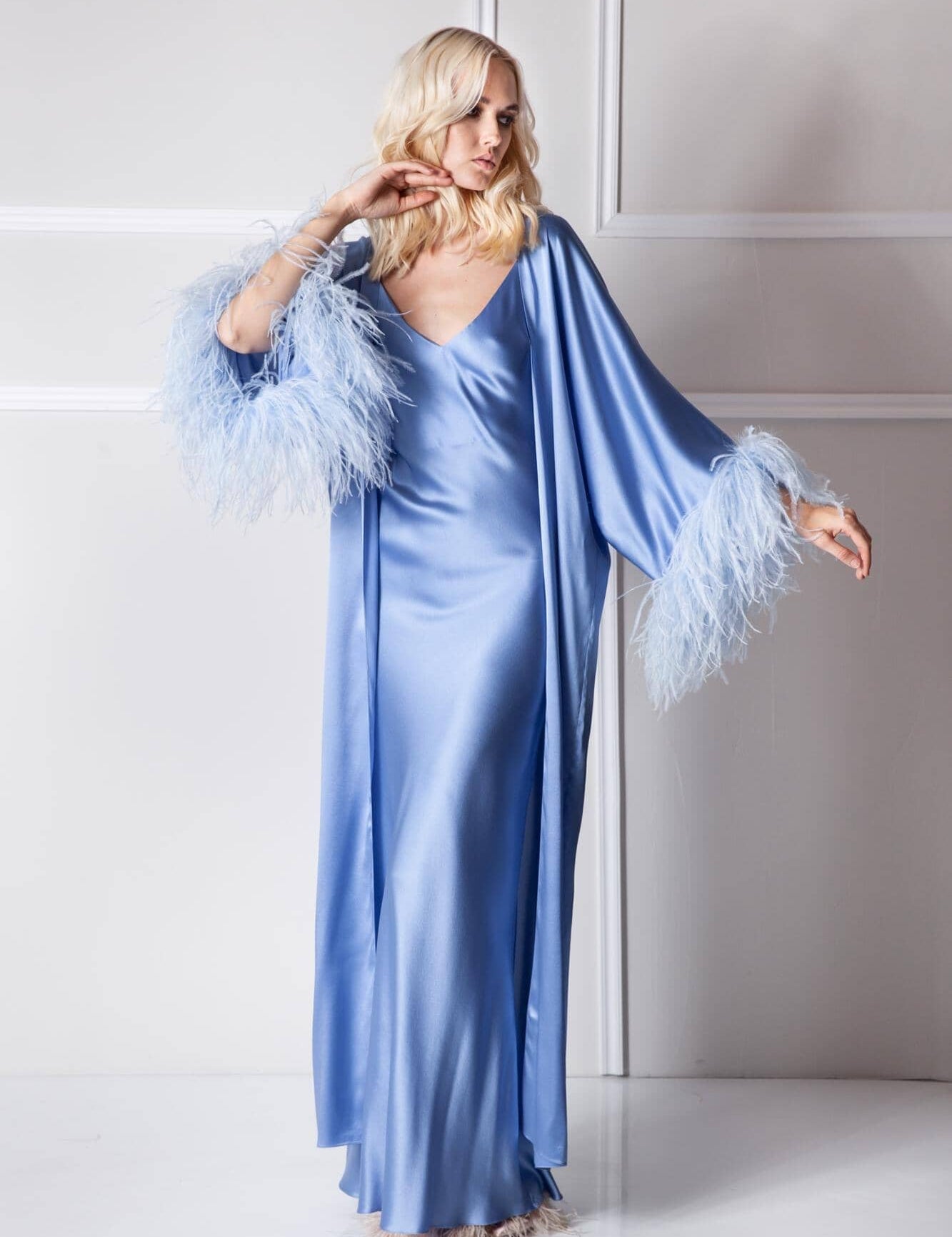  Blue Silk Thalassic Robe Amoralle