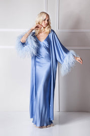  Blue Silk Thalassic Robe Amoralle