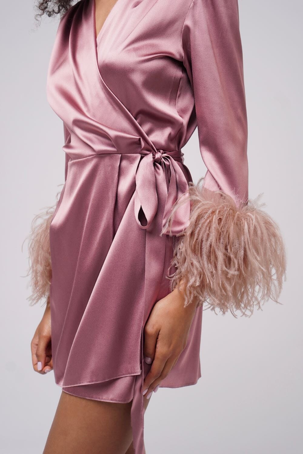  Blush Stargazing Silk Kimono Robe Amoralle